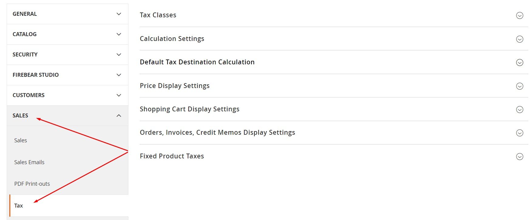 Screenshot of Magento 2 tax configuration settings where you can Add Magento 2 Tax Classes