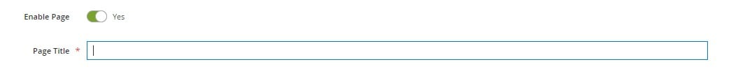 screenshot showing how to enable a Magento 2 CMS Page and add a title to it