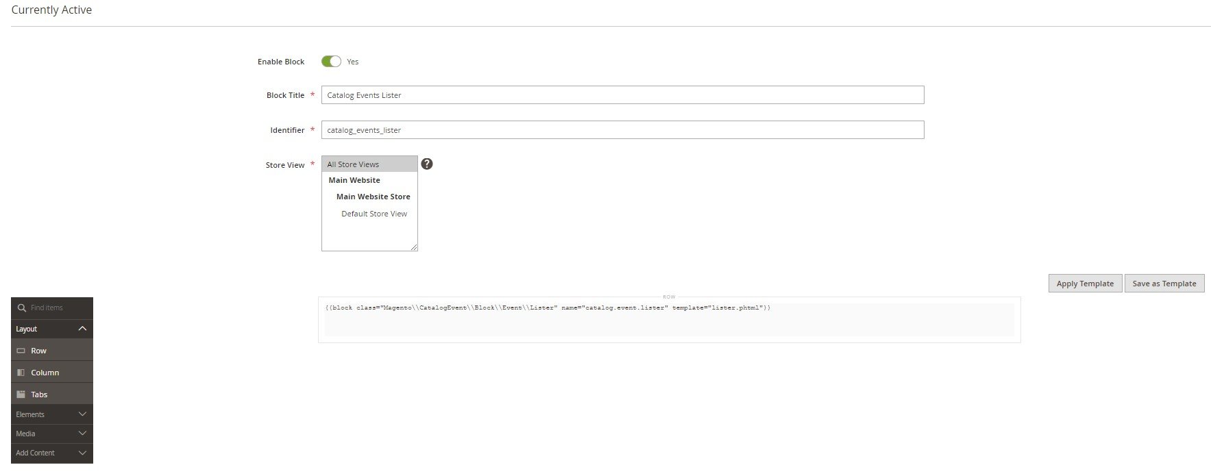 Magento 2 CMS block configuration in the admin