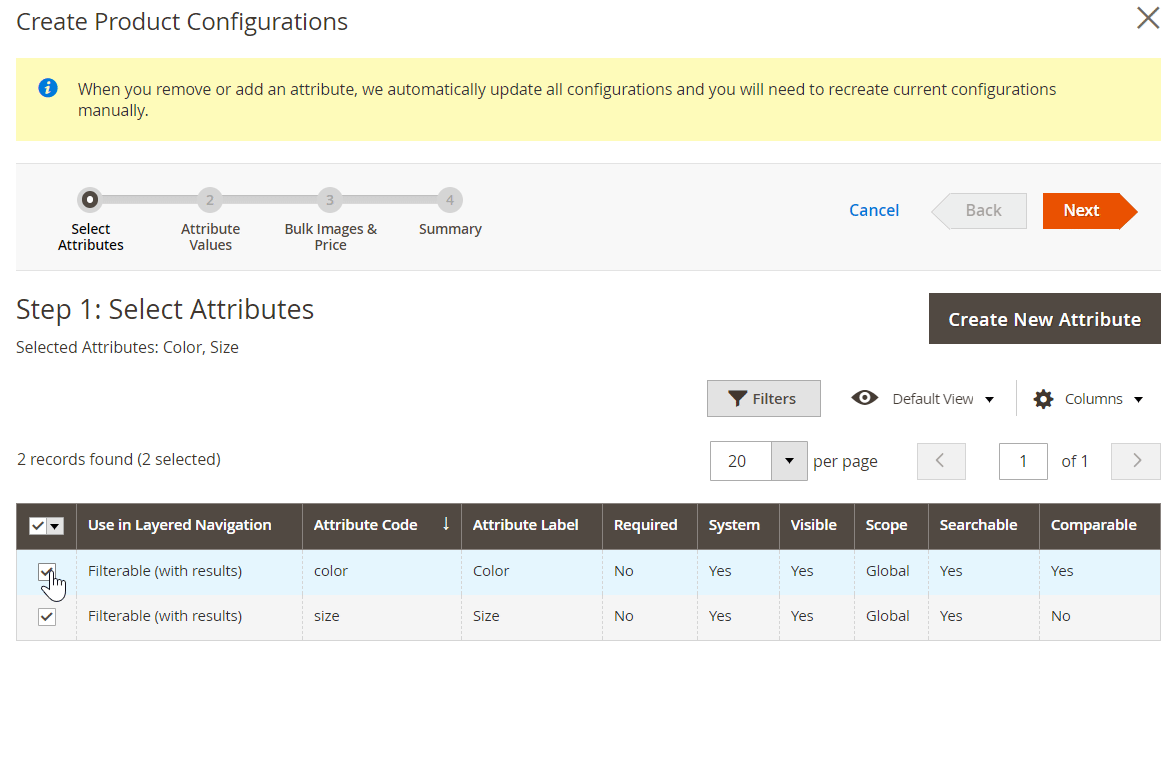 a gif image that shows how to create a Magento 2 configurable product step by step