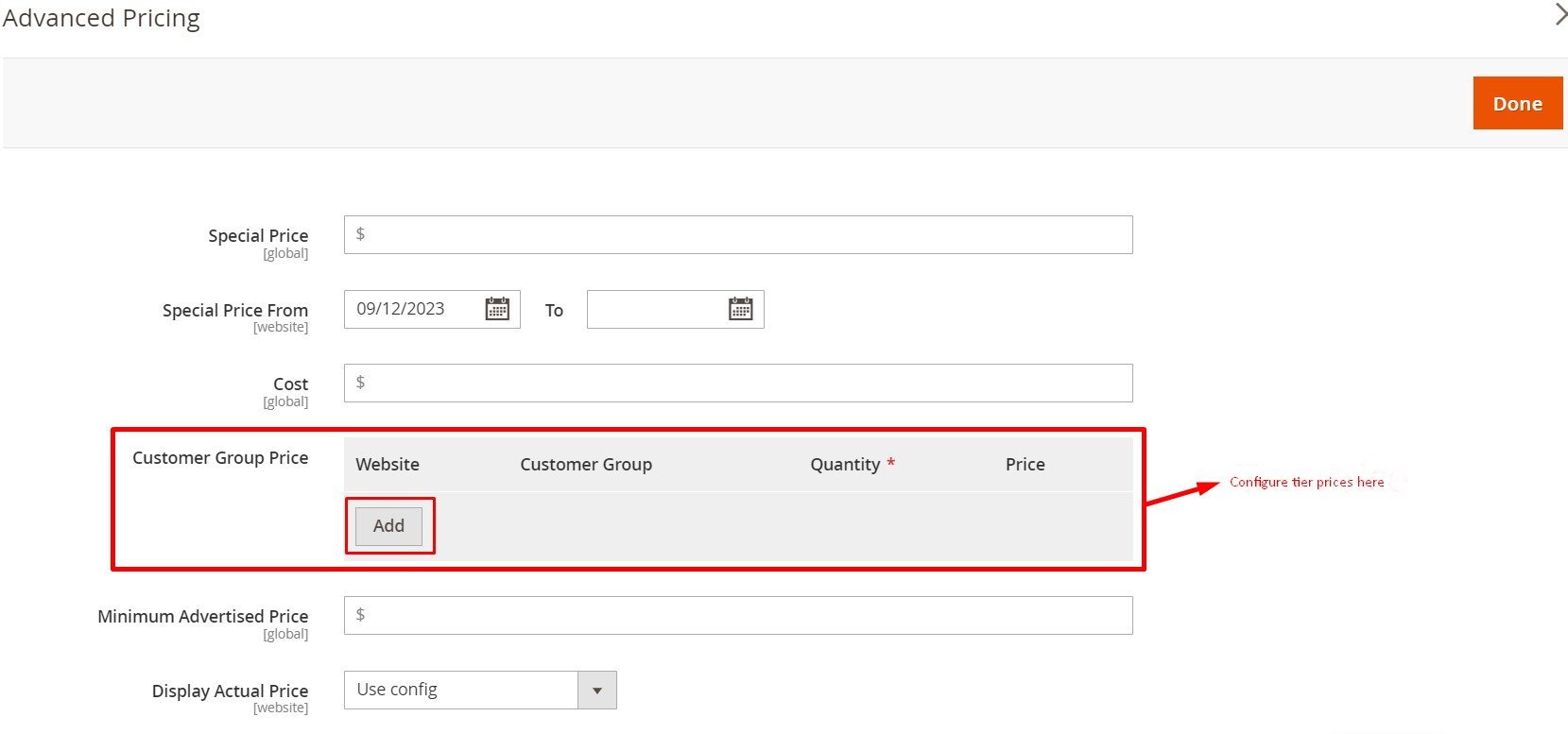 magento 2 tier price for a configurable product
