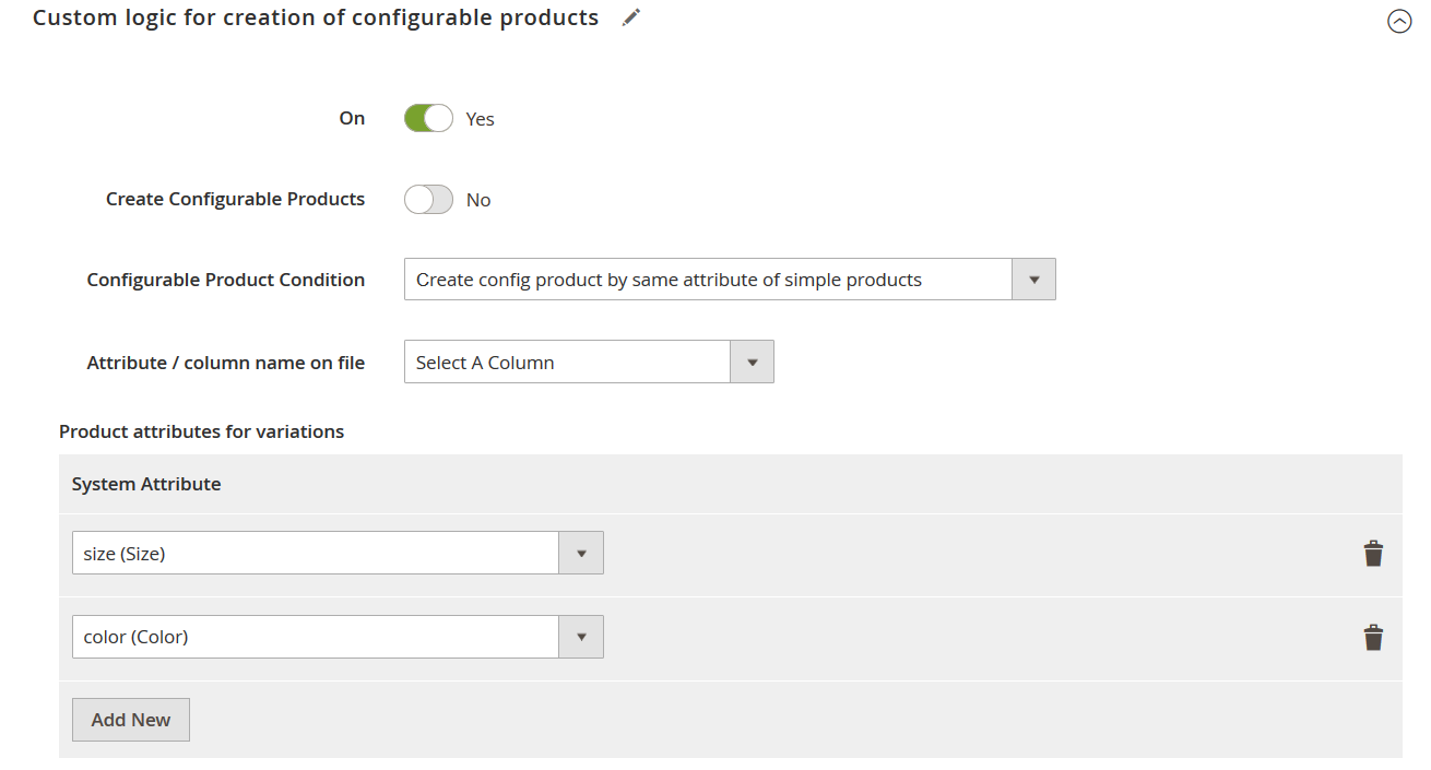 Custom Logic for Creating Configurable Products on the Fly wen you import them with the Improved Import & Export extension