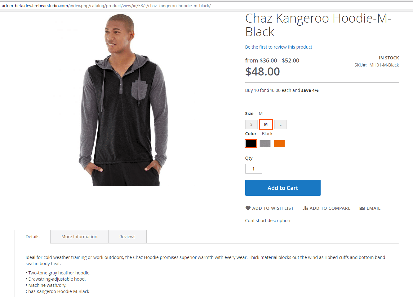 gif showing how each feature of ICP changes the default shopping experience on a product page of a configurable product in Magento 2 