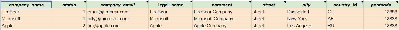 magento 2 b2b company CSV