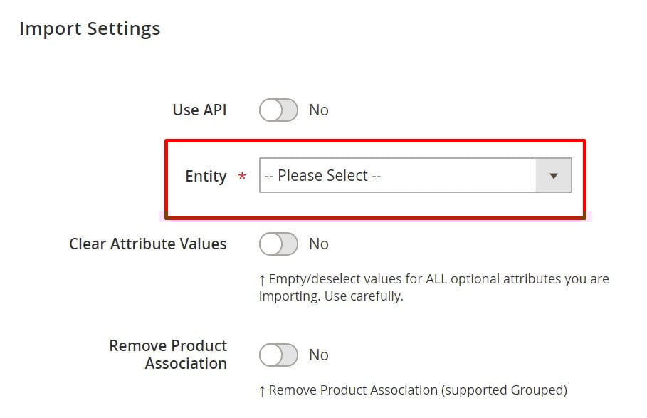 magento 2 b2b company import: import settings