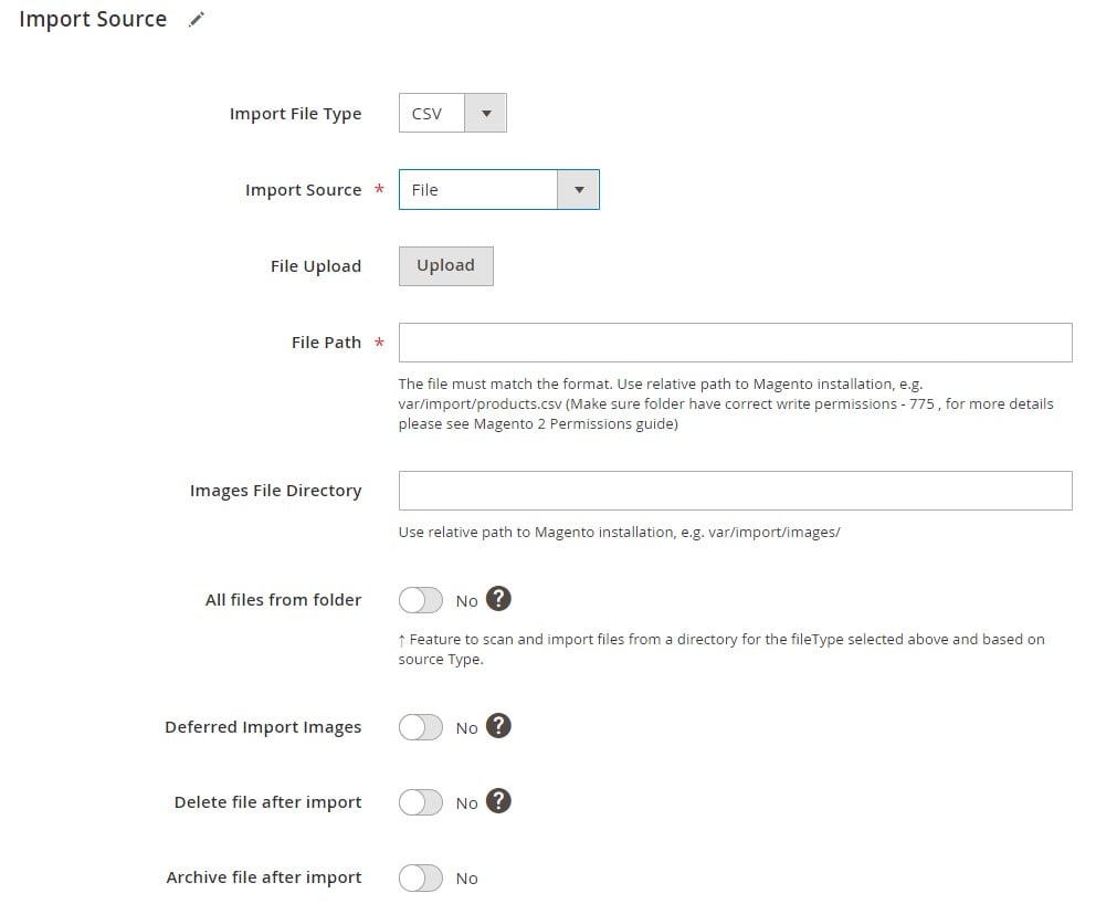 magento 2 b2b company import: import source