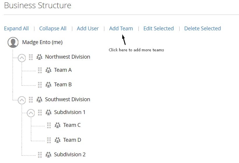 magento 2 b2b company structure: add more teams