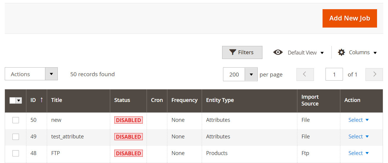 magento 2 b2b company import: add new job
