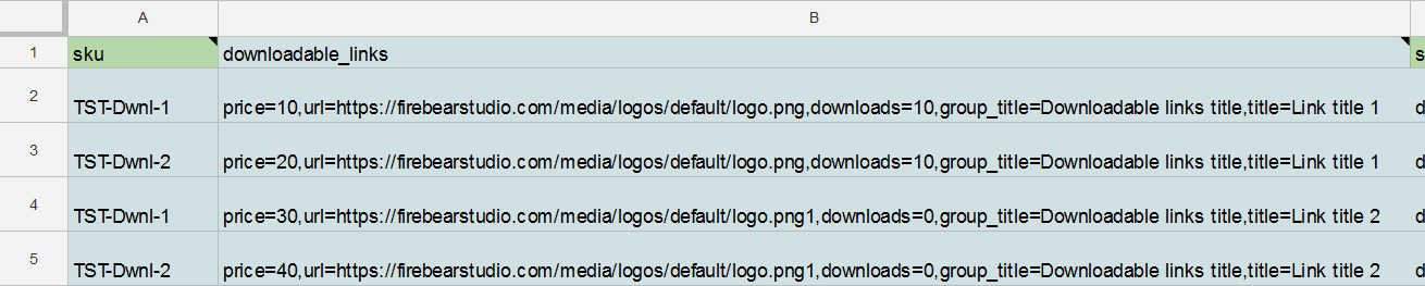 Magento 2 Downloadable Product CSV with expanded downloadable links attribute