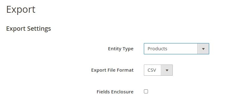 standard export of Magento 2 gift cards as products in the admin