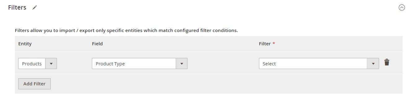 export Magento 2 gift cards: filters