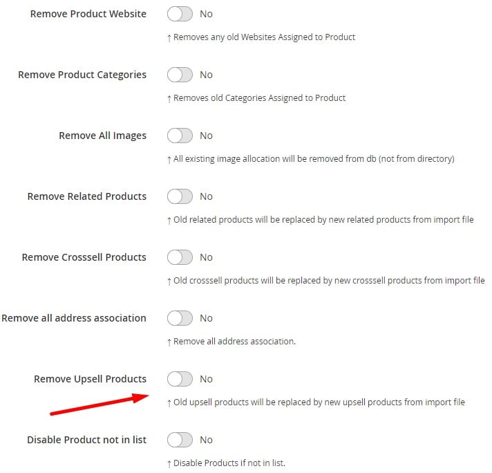 how to import products to magento 2 a remove their associated upsells
