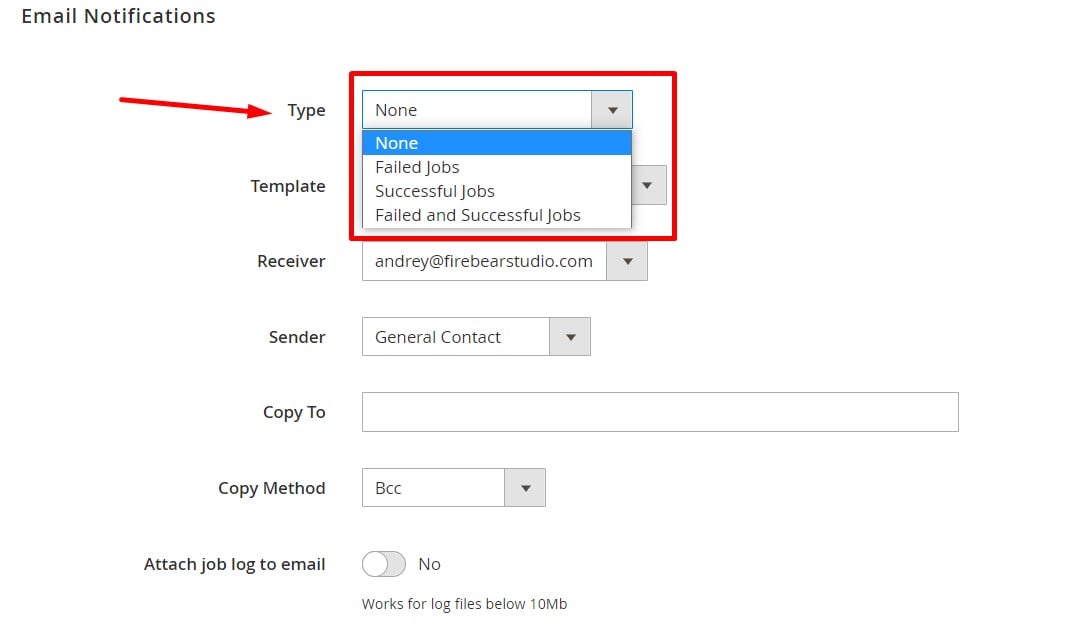 CC & BCC email notifications, Magento 2 import & export