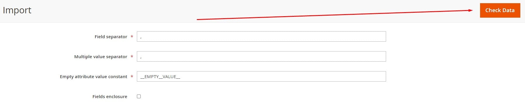 Magento 2 import interface - data validation with orange Check Data button