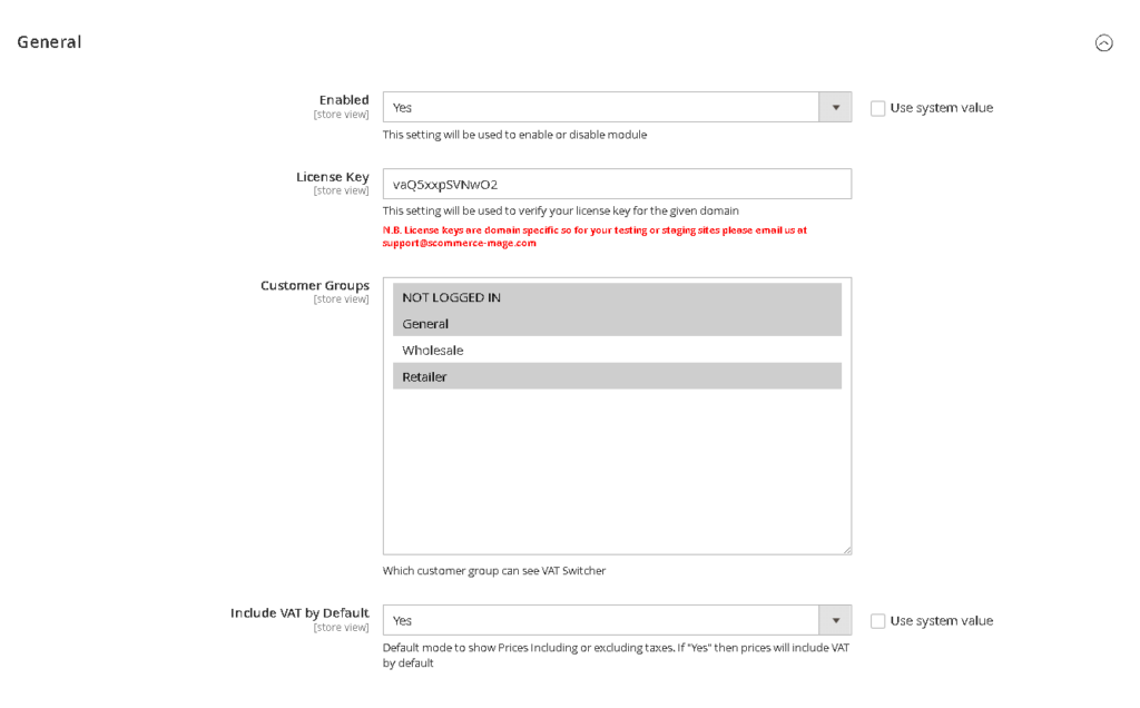 Magento 2 VAT Switcher Configuration