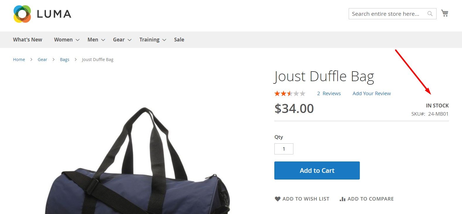 Magento 2 Stock Status on a product page - in stock