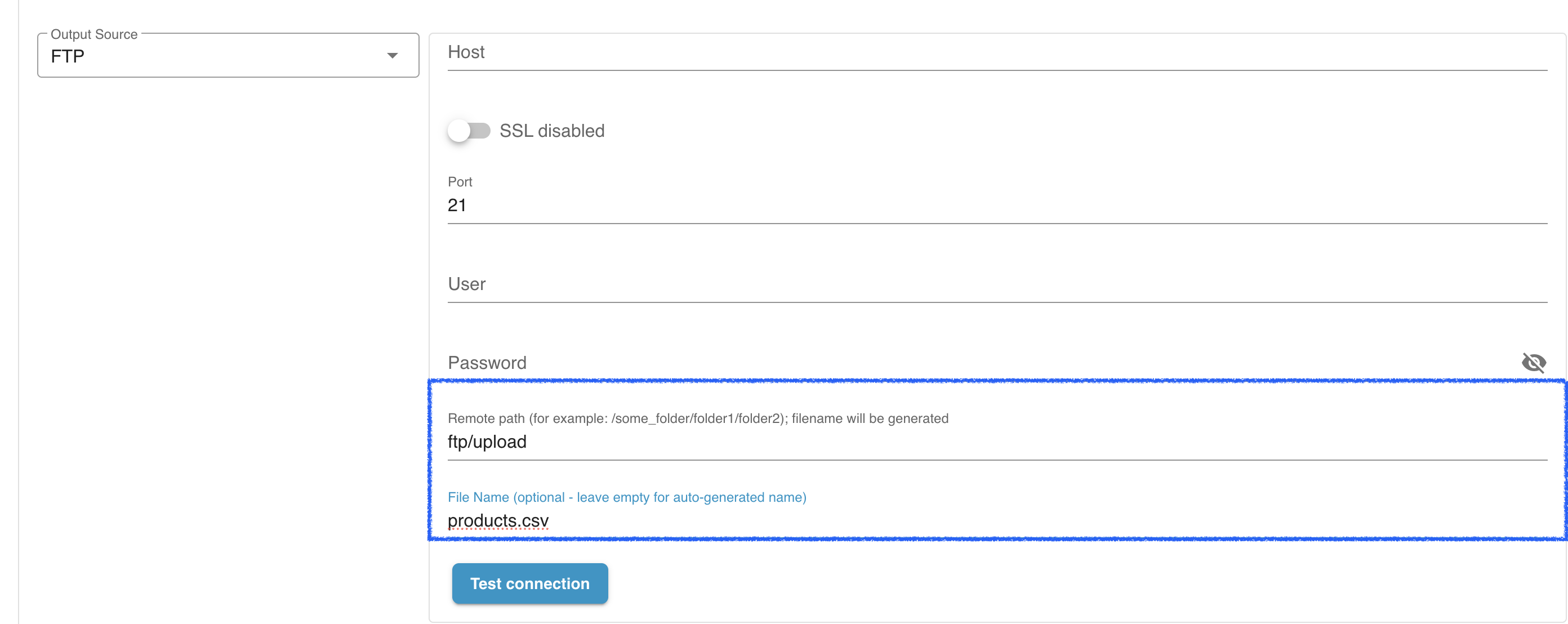 Custom Export File Name field for FTP/SFTP exports