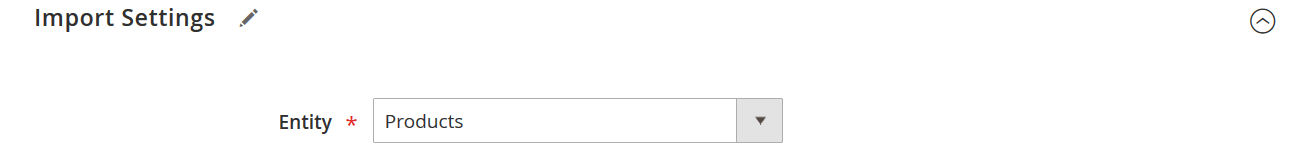 Screenshot of Export Products from Magento 1 to Magento 2 using Improved Import and Export Extension: product import entity selection