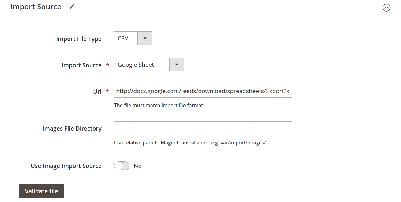 Screenshot of Export Products from Magento 1 to Magento 2 using Improved Import and Export Extension: product import source selection