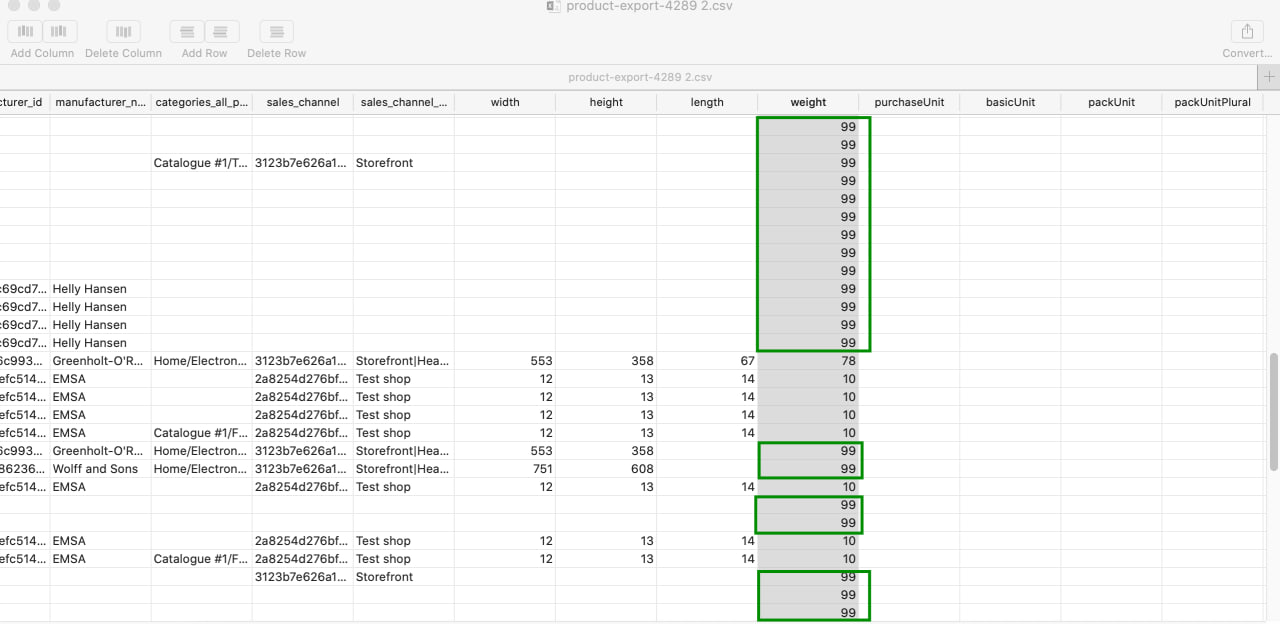 shopware 6 default values export