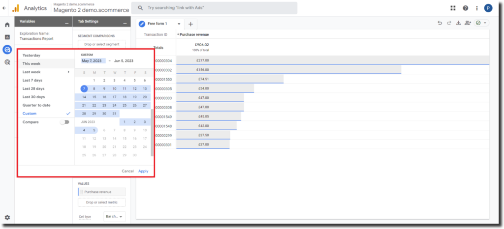 Create Transactions Report in Google Analytics 4 (GA4)