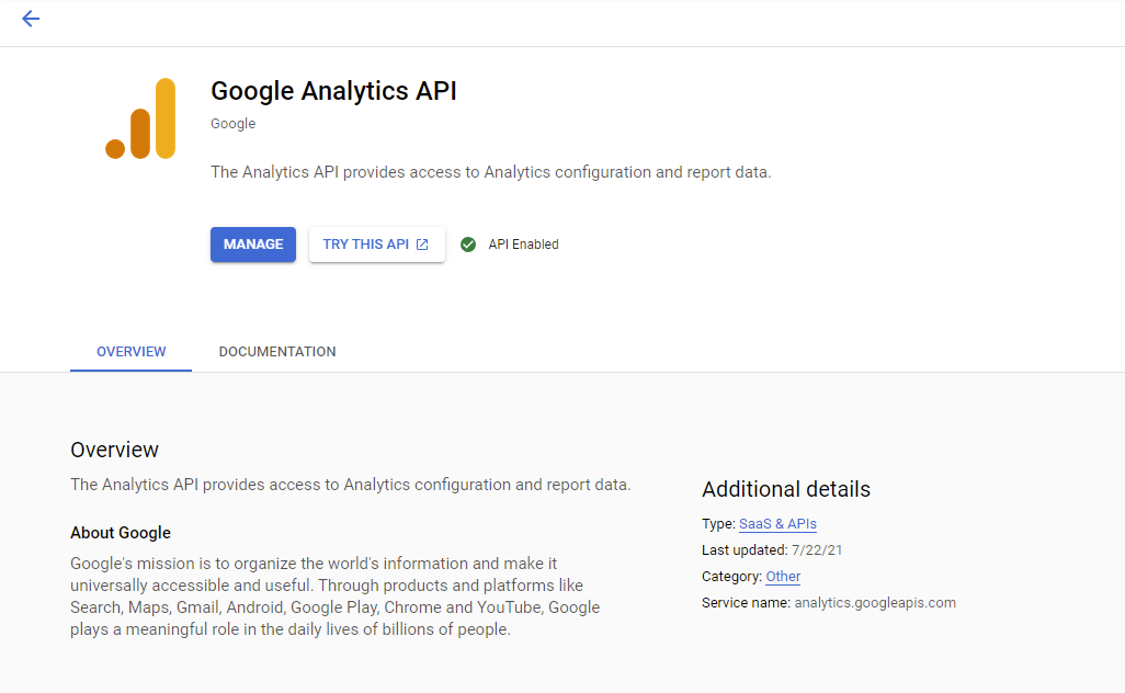 Google Analytics API