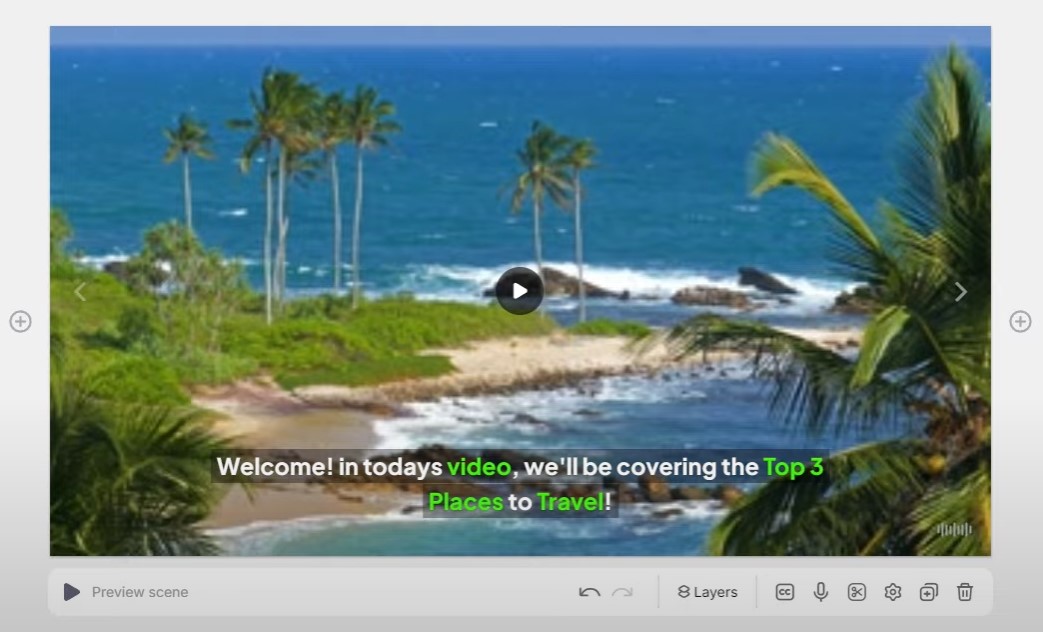 screenshot of pictory AI showing automated caption