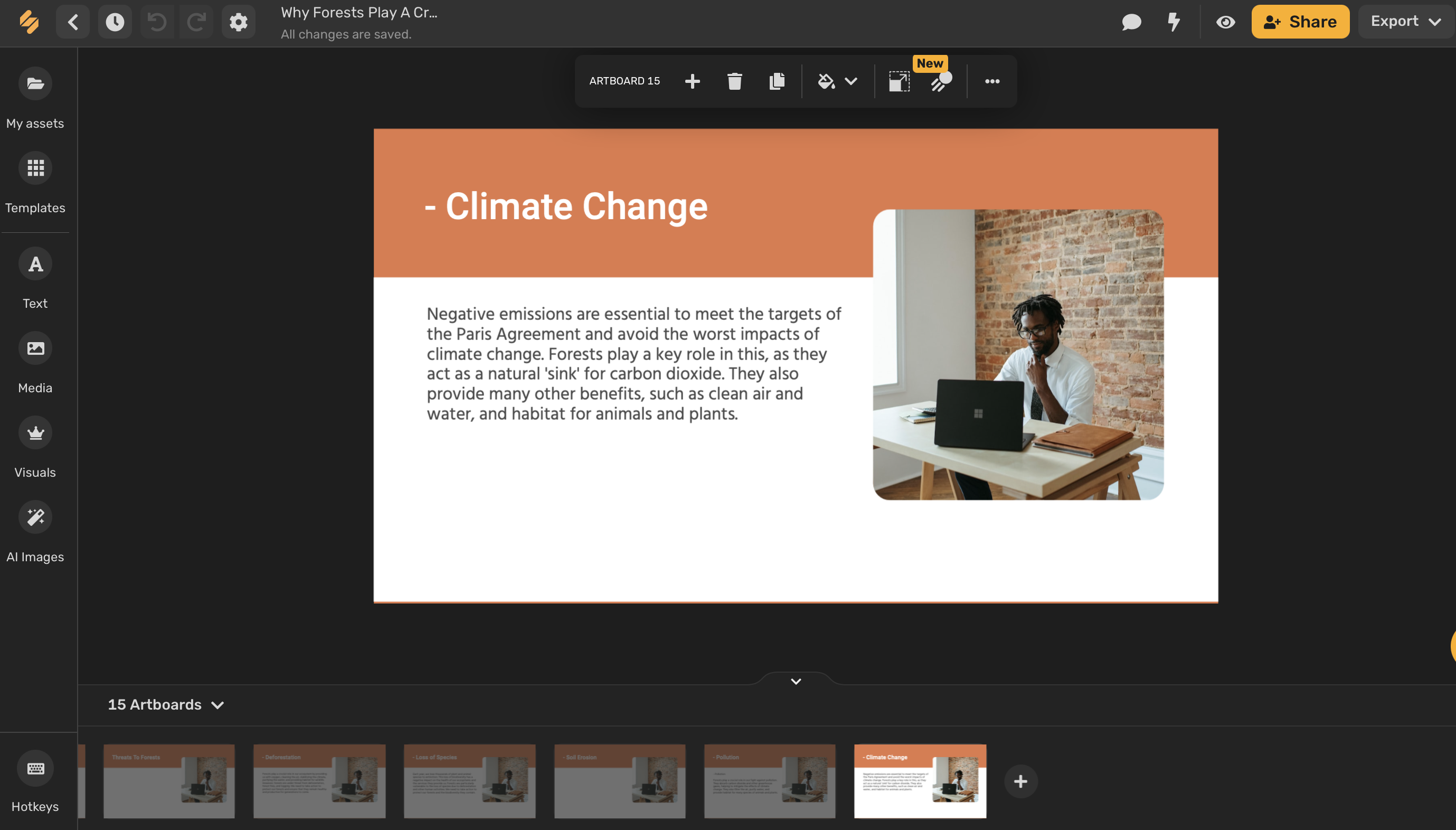 screenshot showing how to Instantly create presentation slides with Simplified AI by entering a topic and preferred language