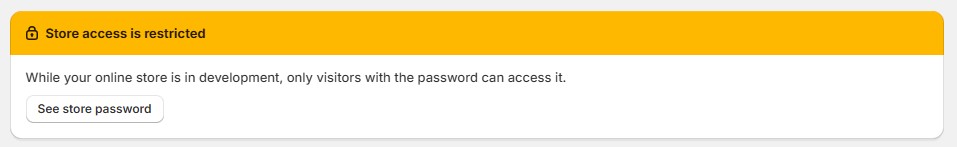 Shopify password protection message stating, 