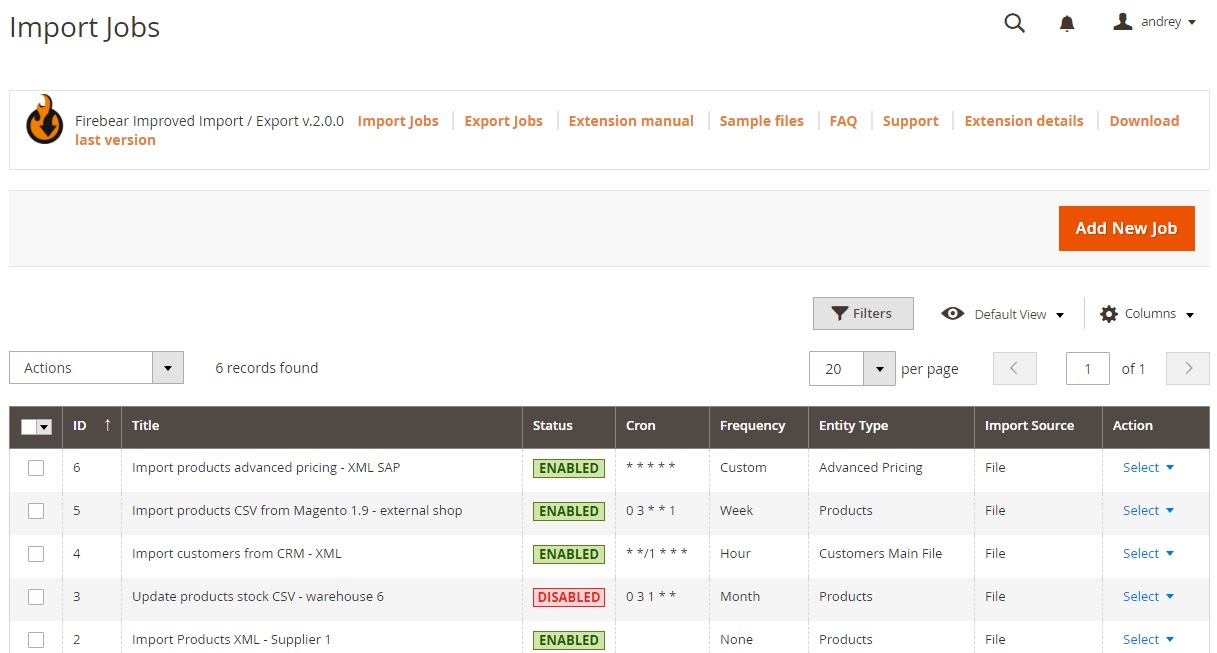 Step 1 - adding a new job - of advanced Magento 2 Import of Images when you Bulk Upload Product Pictures from FTP, Google Drive & More