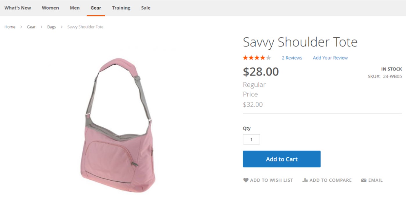 Magento 2 adobe commerce review: product page screen