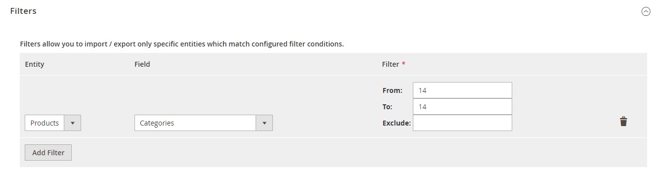 magento 2 related products, magento 2 cross sell products, magento 2 upsell products export: filters
