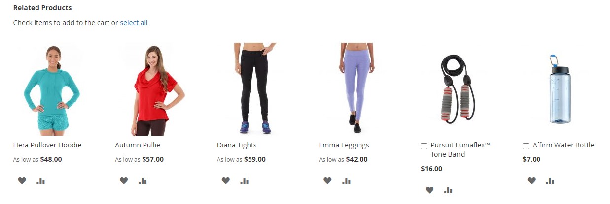 A magento related products block on a product page