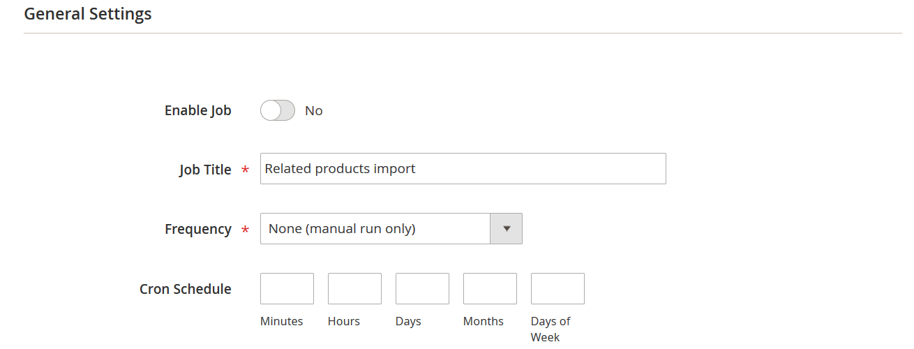 magento 2 related products, magento 2 cross sell products, magento 2 upsell products import: general settings