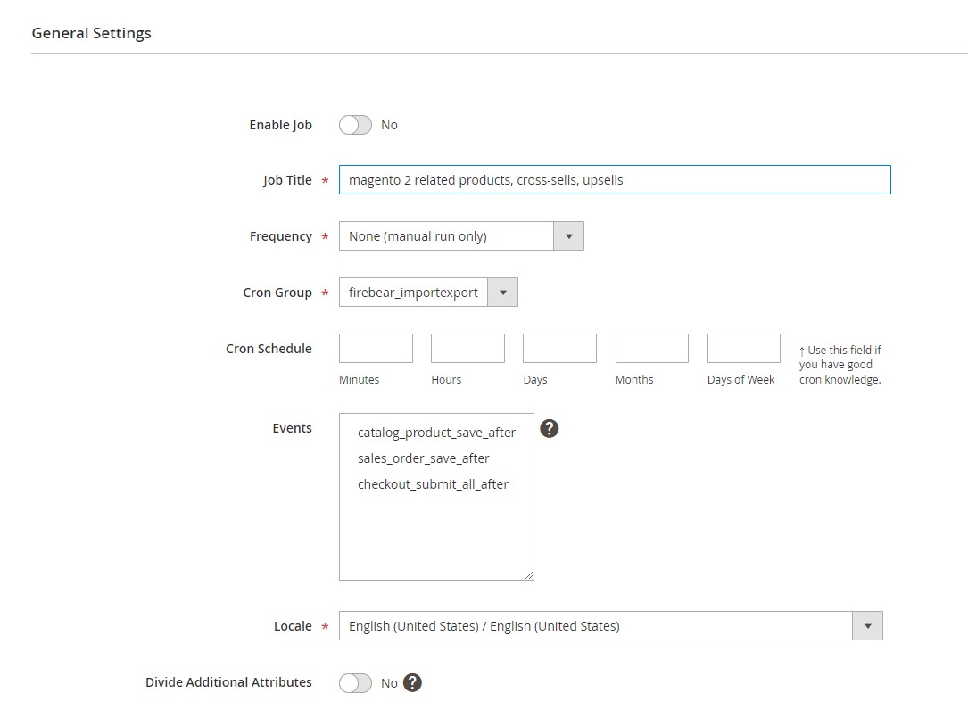 magento 2 related products, magento 2 cross sell products, magento 2 upsell products export: general settings