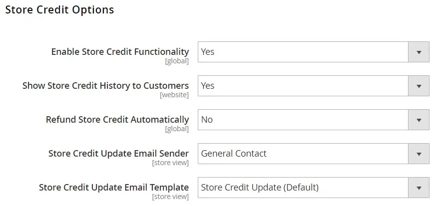 Magento 2 store credit settings in adobe commerce admin