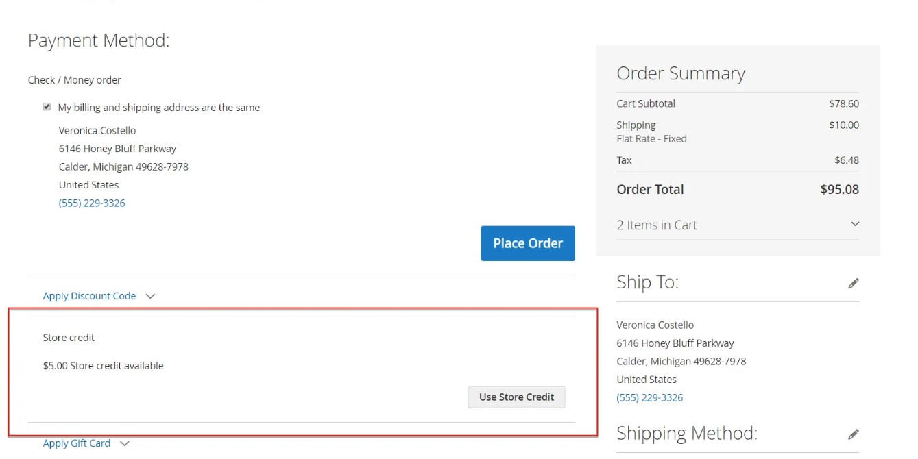 Applying Store Credit During Magento 2 Checkout