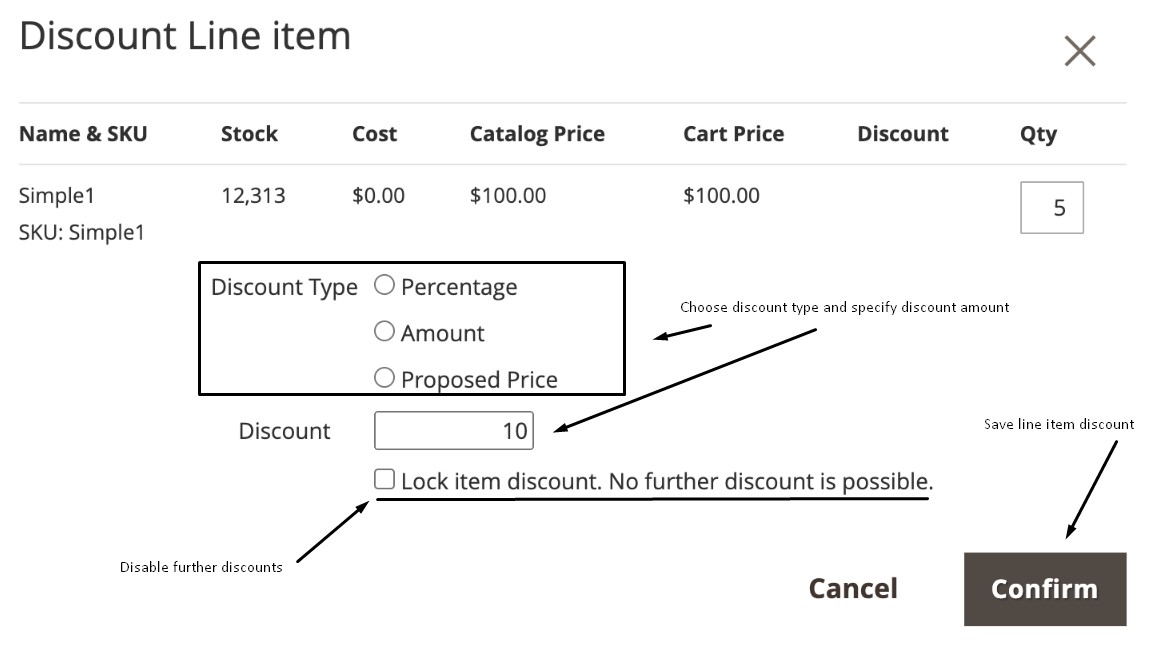 apply a line item discount to a magento 2 b2b quote