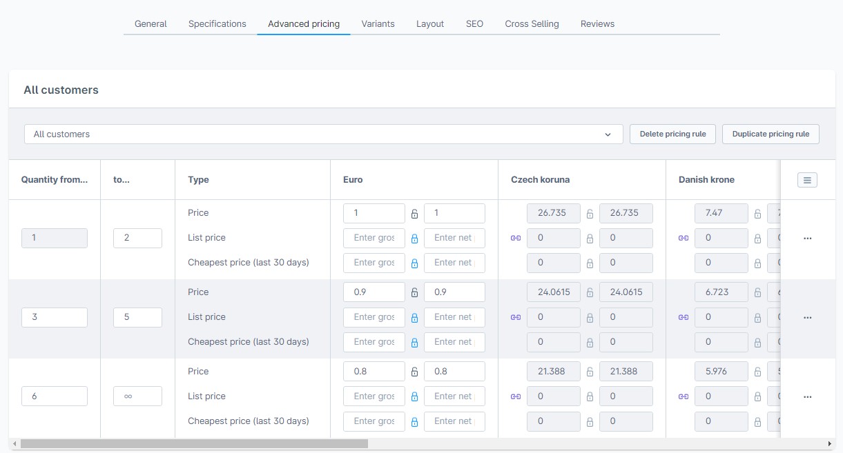 Shopware 6 Advanced Pricing: different price tiers