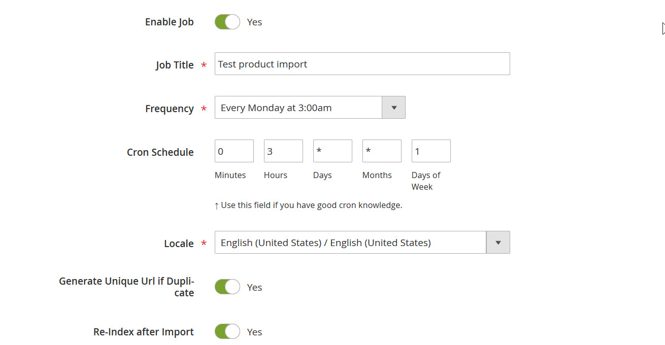 automation and cron schedule configuration for improved adobe commerce data migration with Improved Import & Export