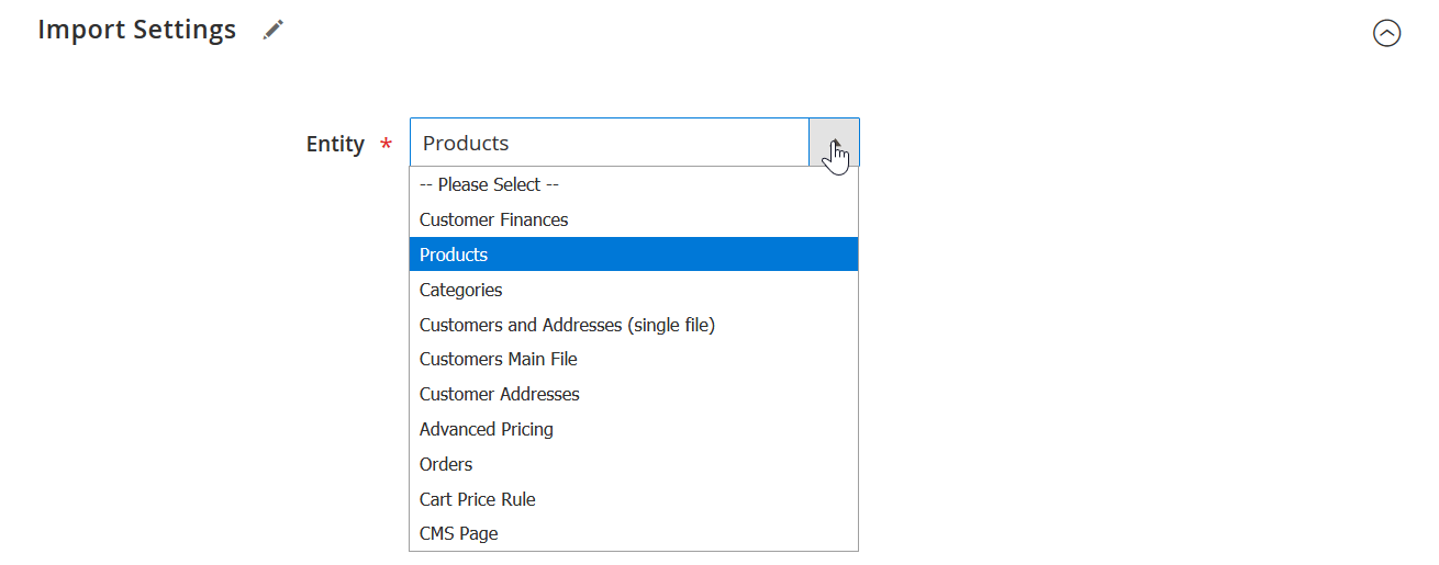 Entity selection for improved adobe commerce data migration with Improved Import & Export