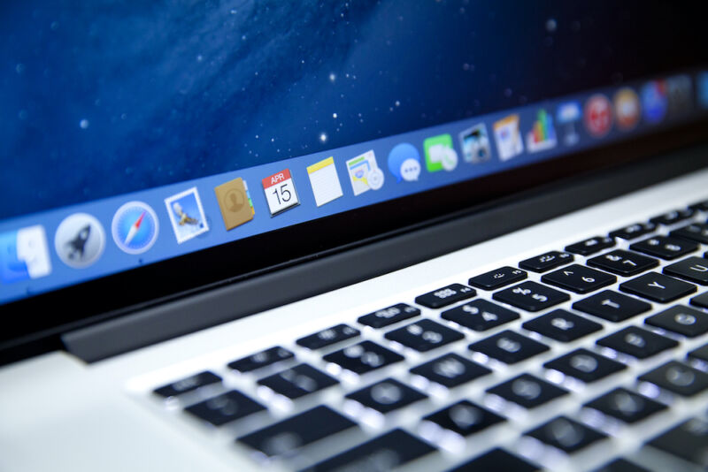 Close-up photograph of Mac keyboard and toolbar.