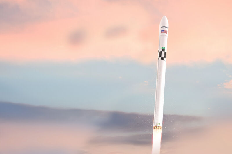 Illustration of a rocket with an Amazon logo rising above the clouds.