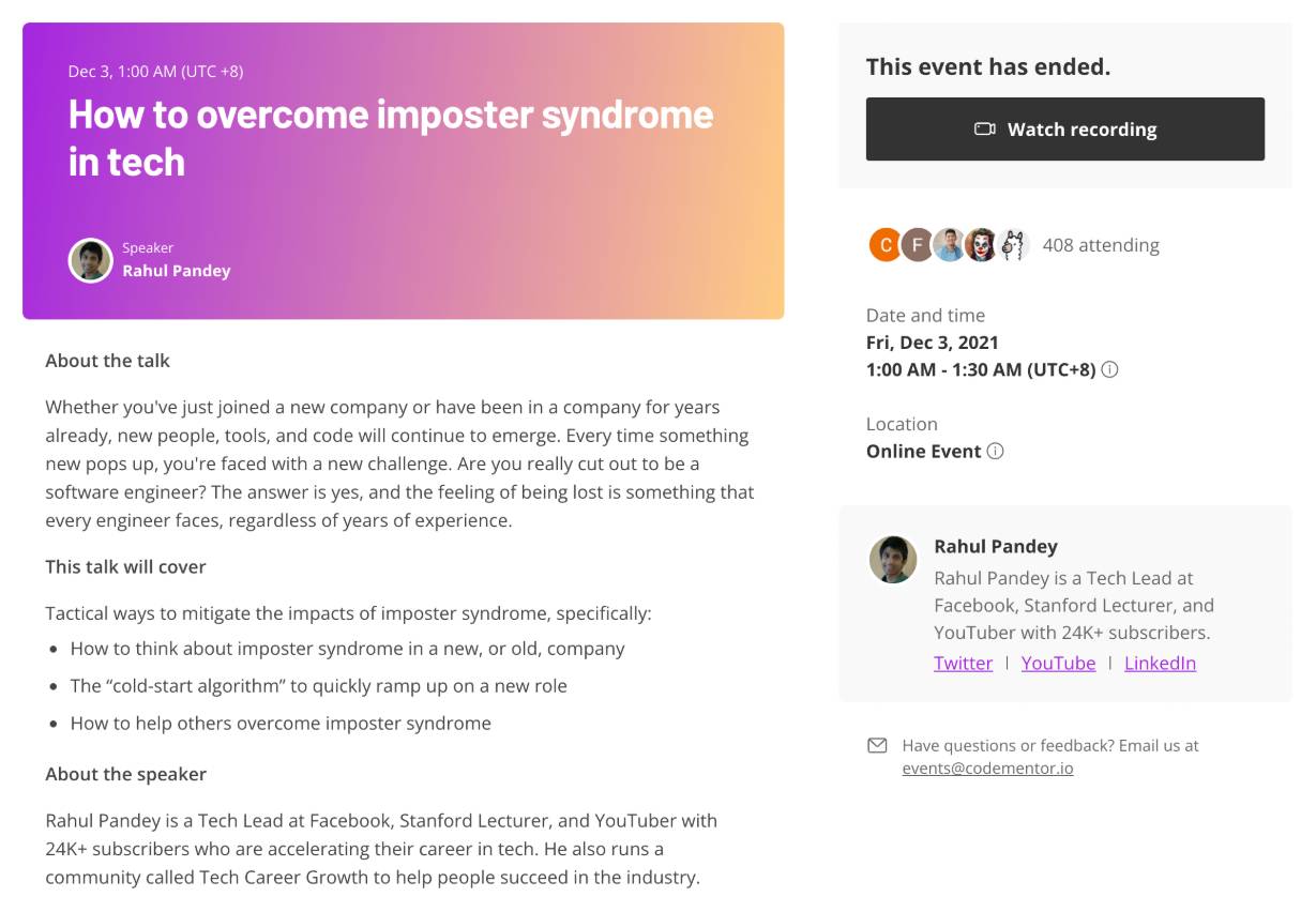 Codementor Events Imposter Syndrome