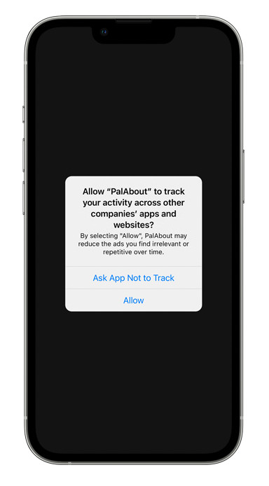 A prompt asking users if they want to allow tracking on their phones.