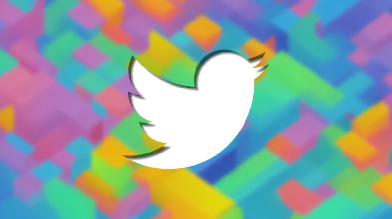 A Twitter-logo-shaped cutout in a puzzle-like background.